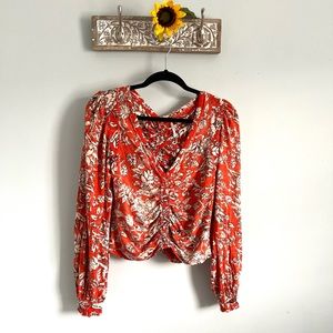 FREE PEOPLE Say The Word Blouse – Ruby Red | Size M | NWT